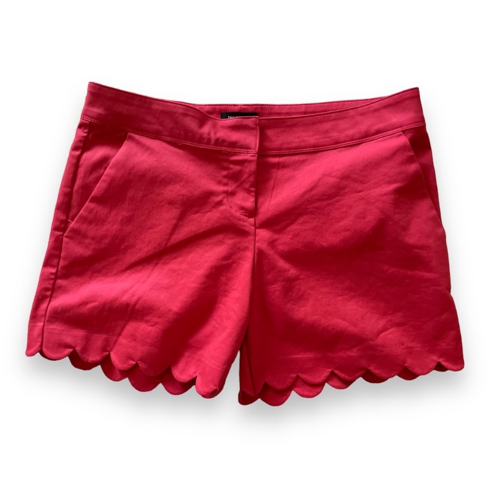 THE LIMITED Scalloped- Hem Shorts Red Sz 12
